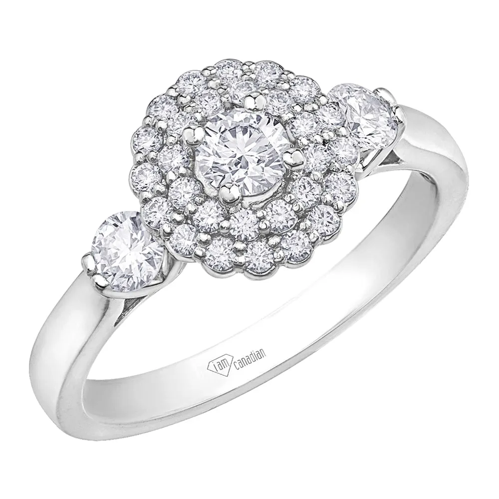 Canadian Diamond Floral Halo Engagement Ring