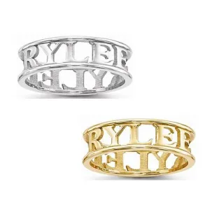 Casted High Polish Name Ring