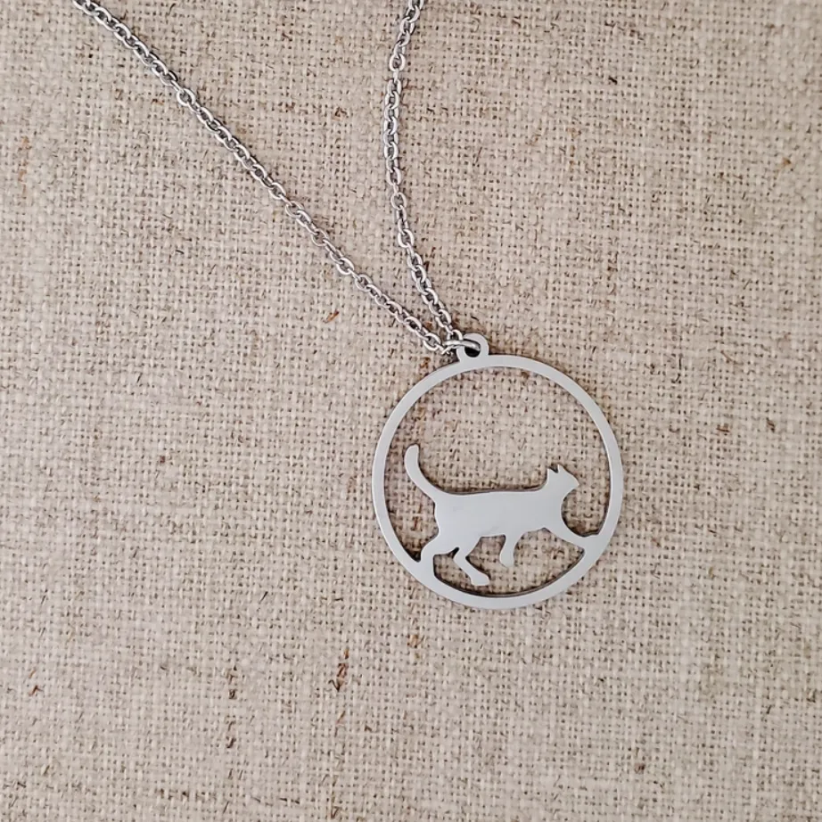 Cat In A Circle Necklace