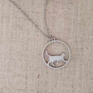 Cat In A Circle Necklace