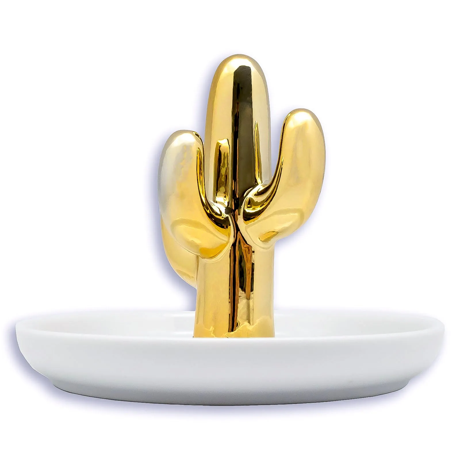 Ceramic Gold Cactus Jewelry Dish
