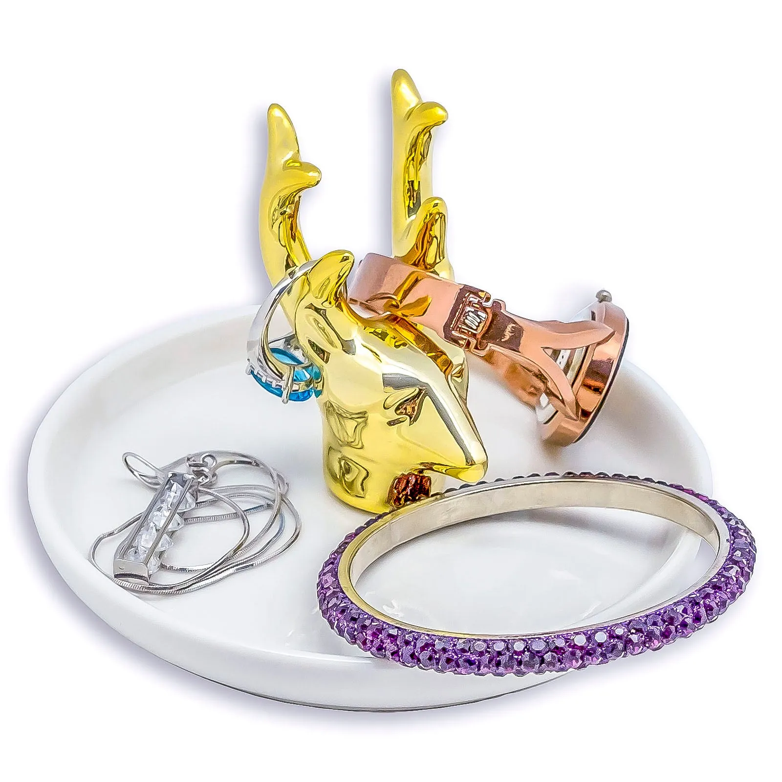 Ceramic Gold Deer Jewelry Dish