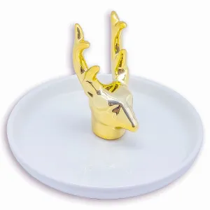 Ceramic Gold Deer Jewelry Dish