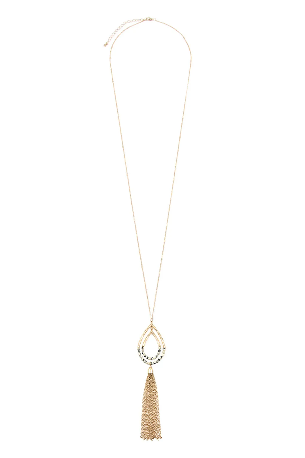 Chain Hammered Teardrop Pendant Necklace
