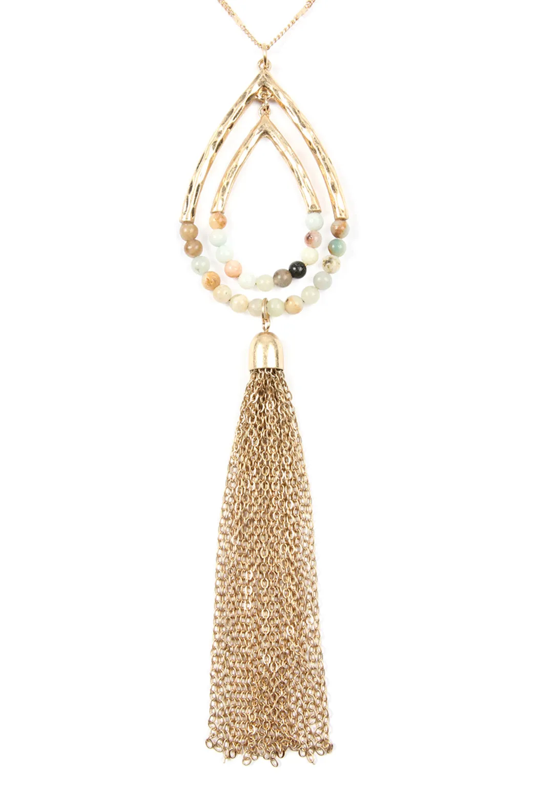 Chain Hammered Teardrop Pendant Necklace