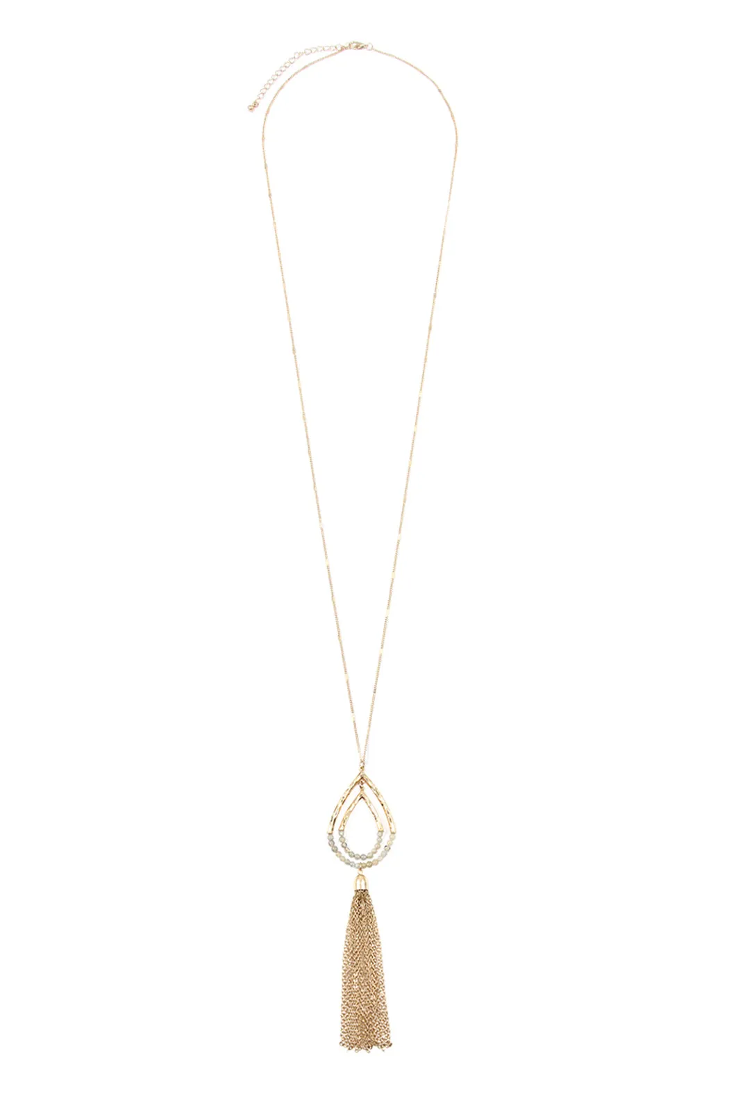 Chain Hammered Teardrop Pendant Necklace