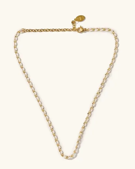Charlotte White Choker Necklace - Gold