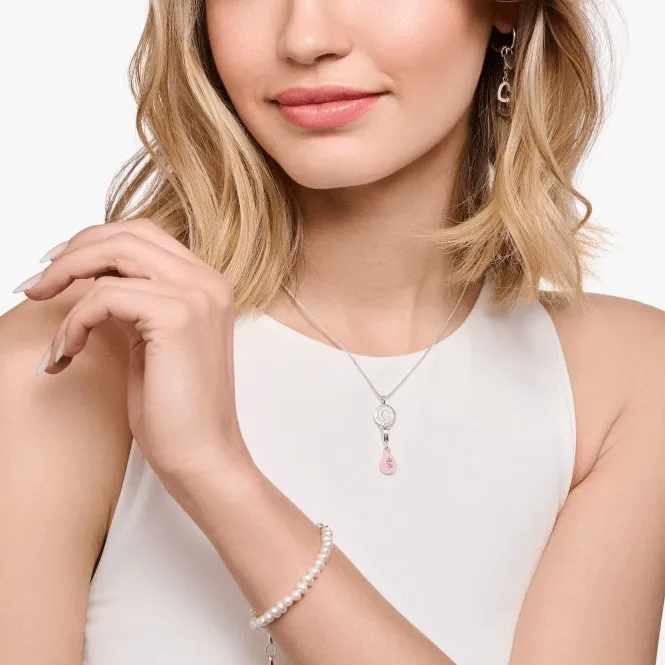 Charmista Silver Shimmering White Cold Enamel Necklace X2091-007-21