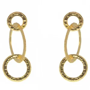 Chic Gold Plated Hammered Ring Earrings