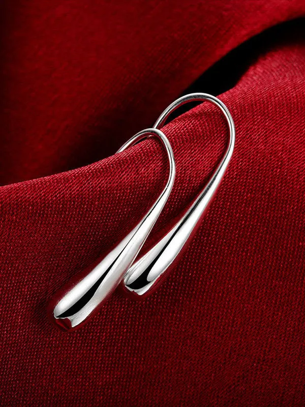 Chic Water Droplets Silver Stud Earrings for Women, Girls