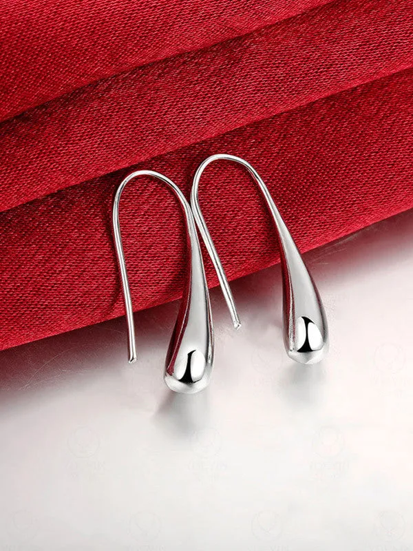 Chic Water Droplets Silver Stud Earrings for Women, Girls