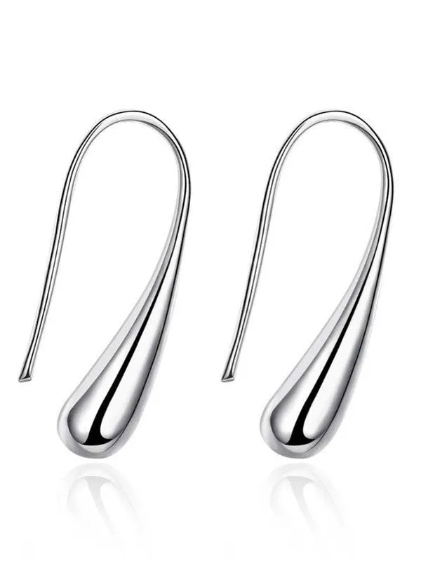 Chic Water Droplets Silver Stud Earrings for Women, Girls