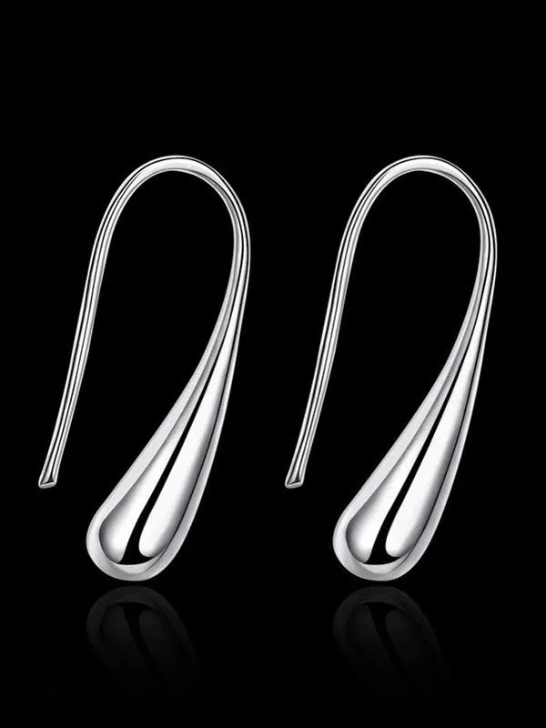 Chic Water Droplets Silver Stud Earrings for Women, Girls