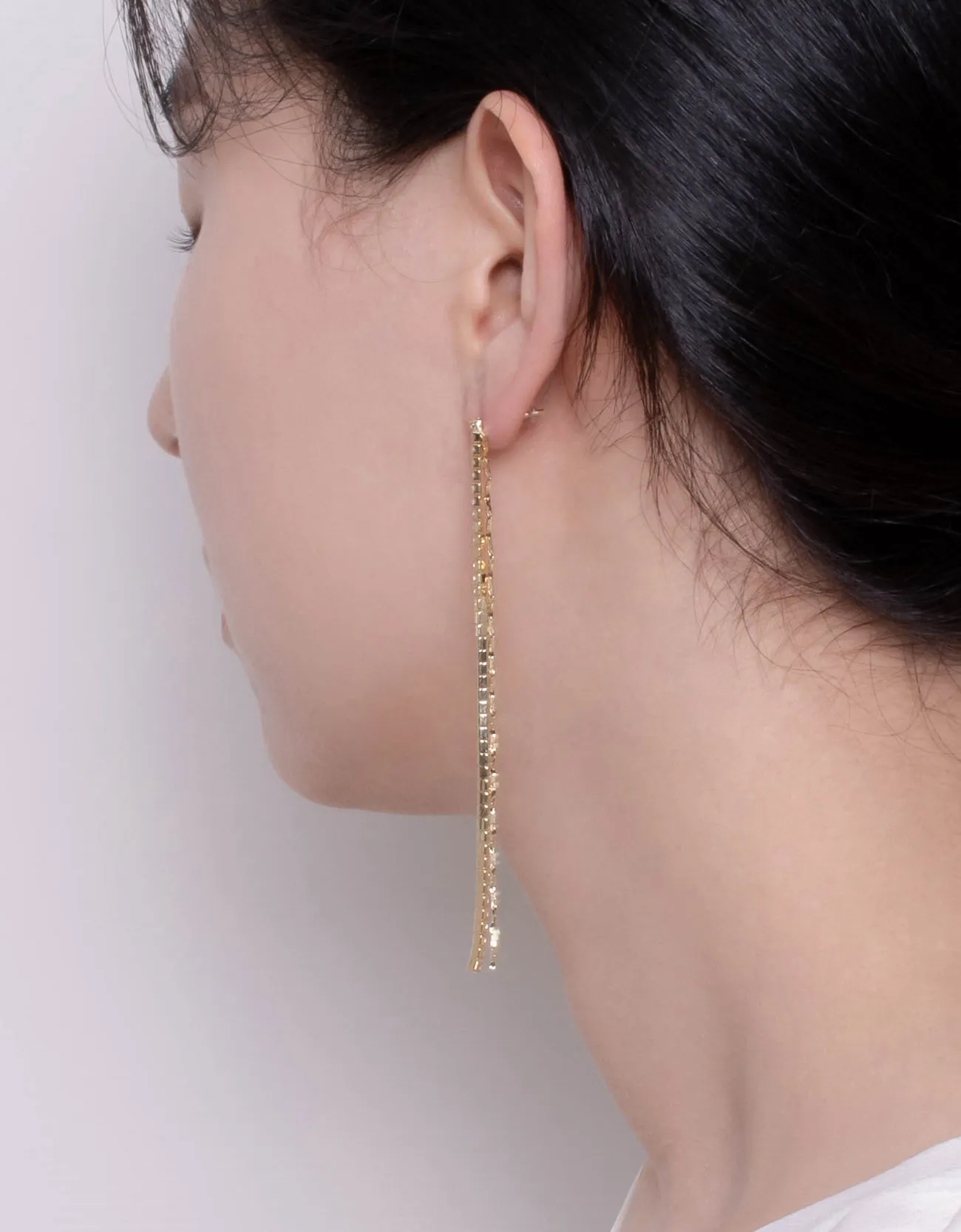 Chic Zigzag & Box Chain Cubic Zirconia Drop Earrings