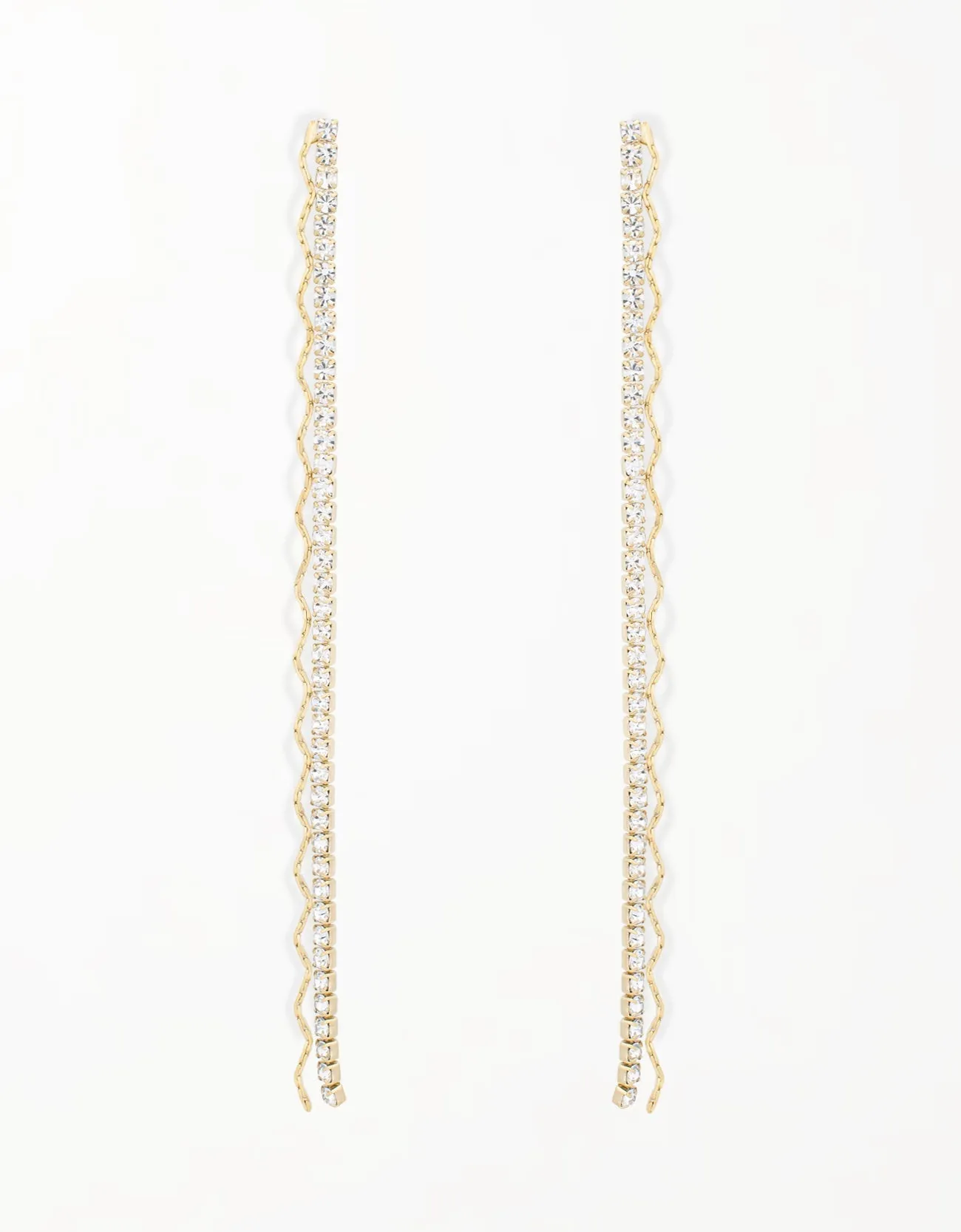Chic Zigzag & Box Chain Cubic Zirconia Drop Earrings