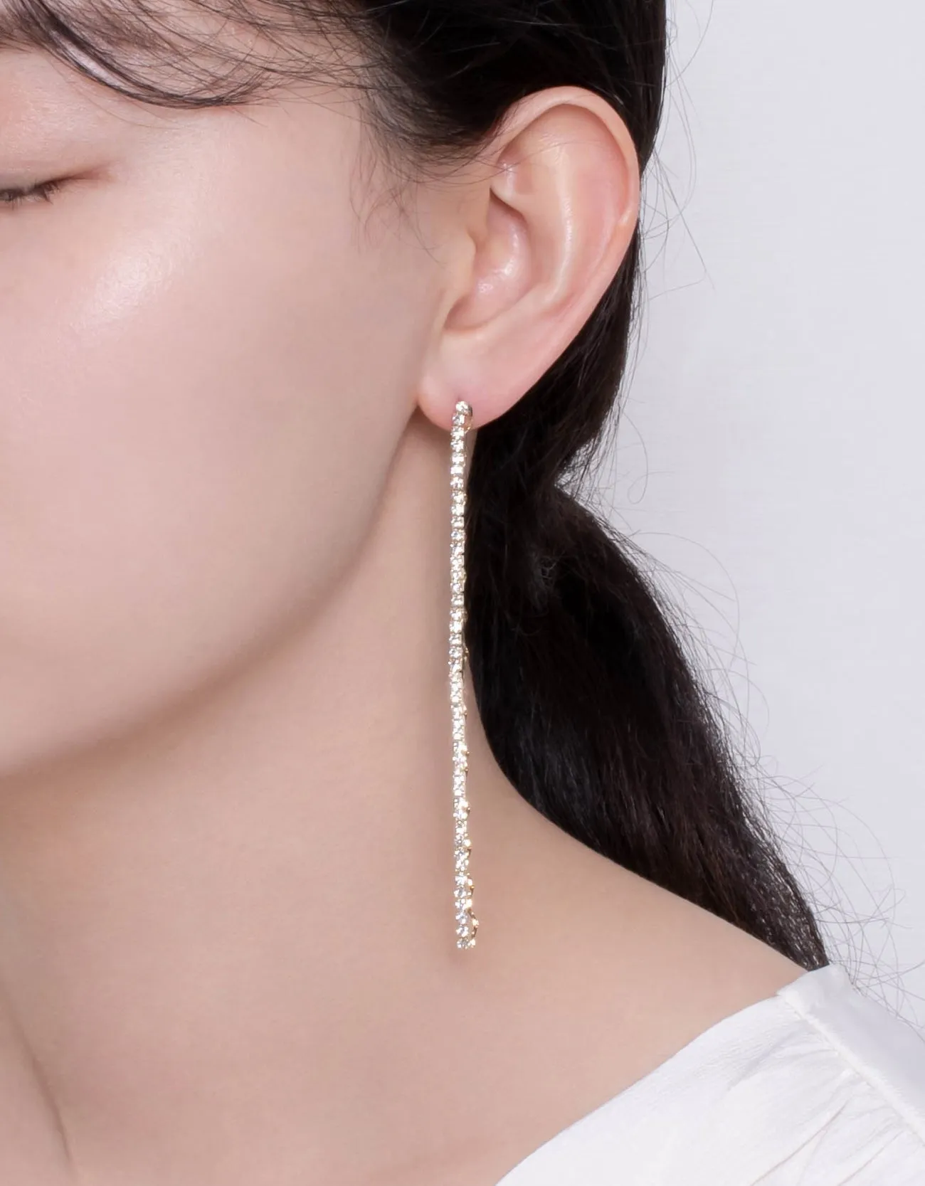 Chic Zigzag & Box Chain Cubic Zirconia Drop Earrings