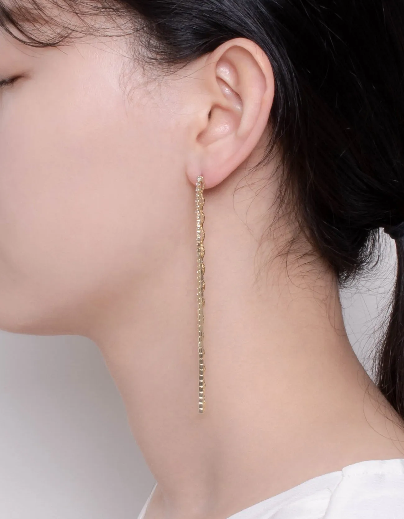 Chic Zigzag & Box Chain Cubic Zirconia Drop Earrings