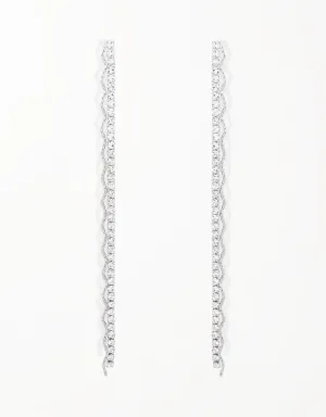 Chic Zigzag & Box Chain Cubic Zirconia Drop Earrings