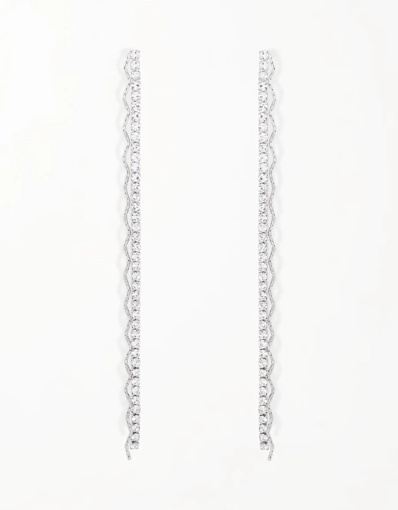 Chic Zigzag & Box Chain Cubic Zirconia Drop Earrings