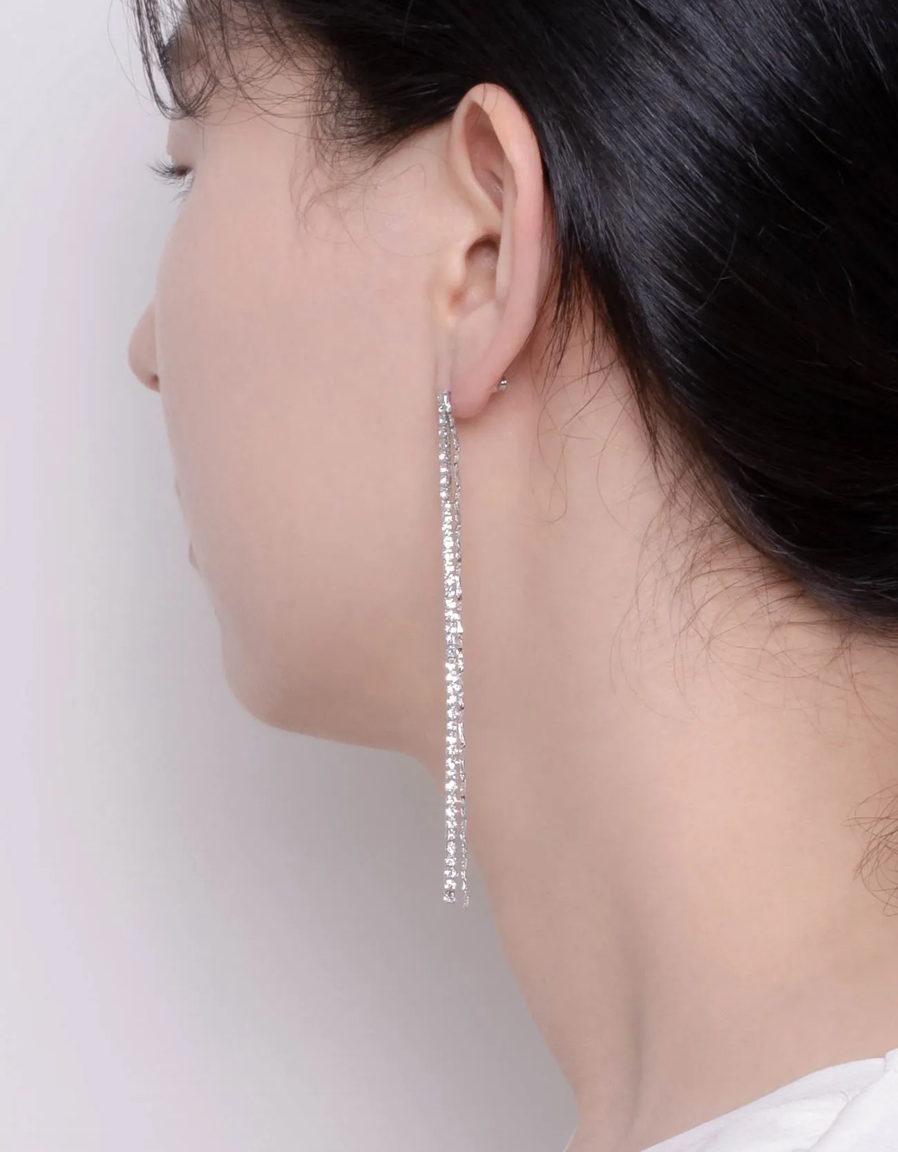 Chic Zigzag & Box Chain Cubic Zirconia Drop Earrings