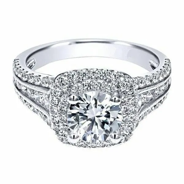Classic 14K White Gold Square Diamond Ring