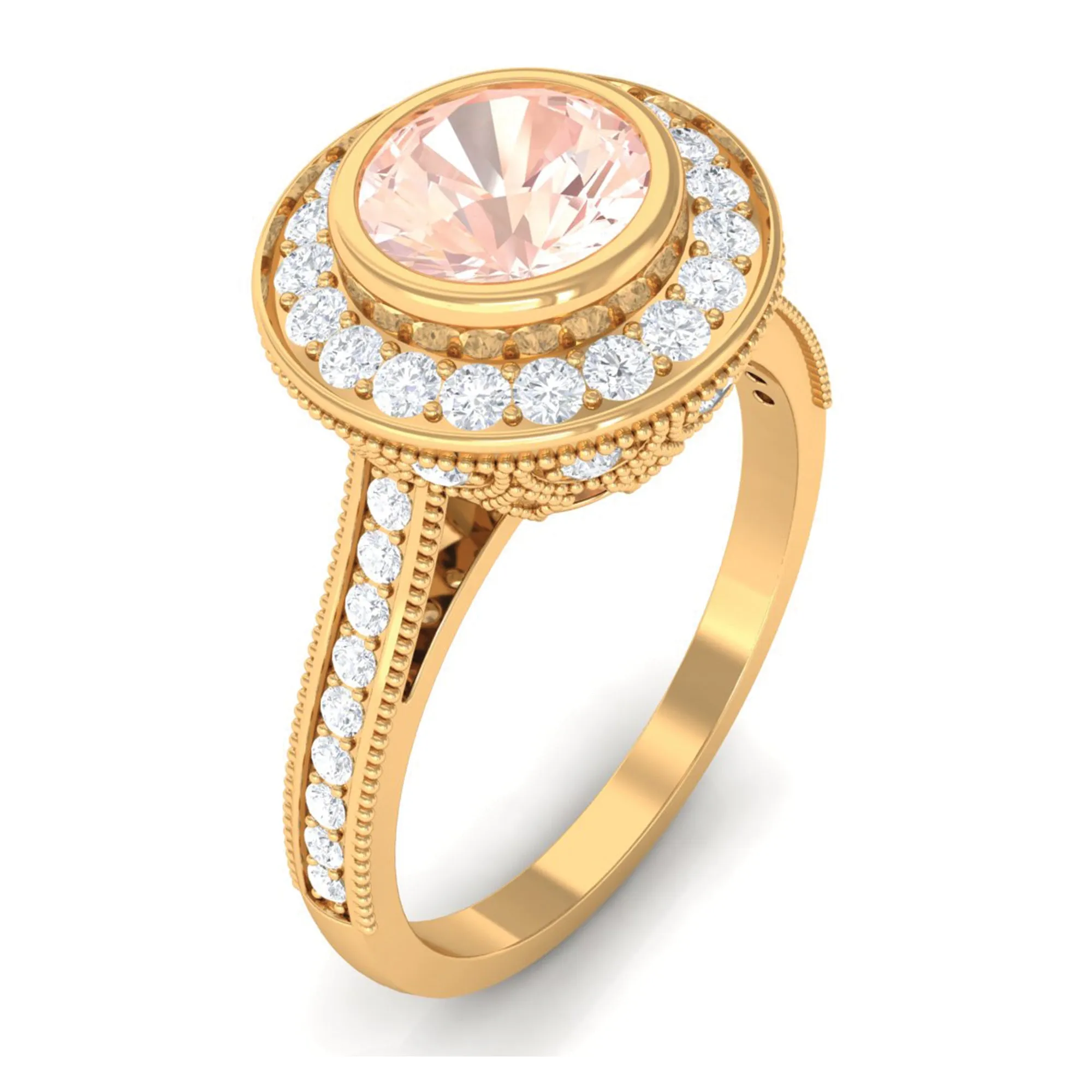Classic Morganite Engagement Ring with Diamond