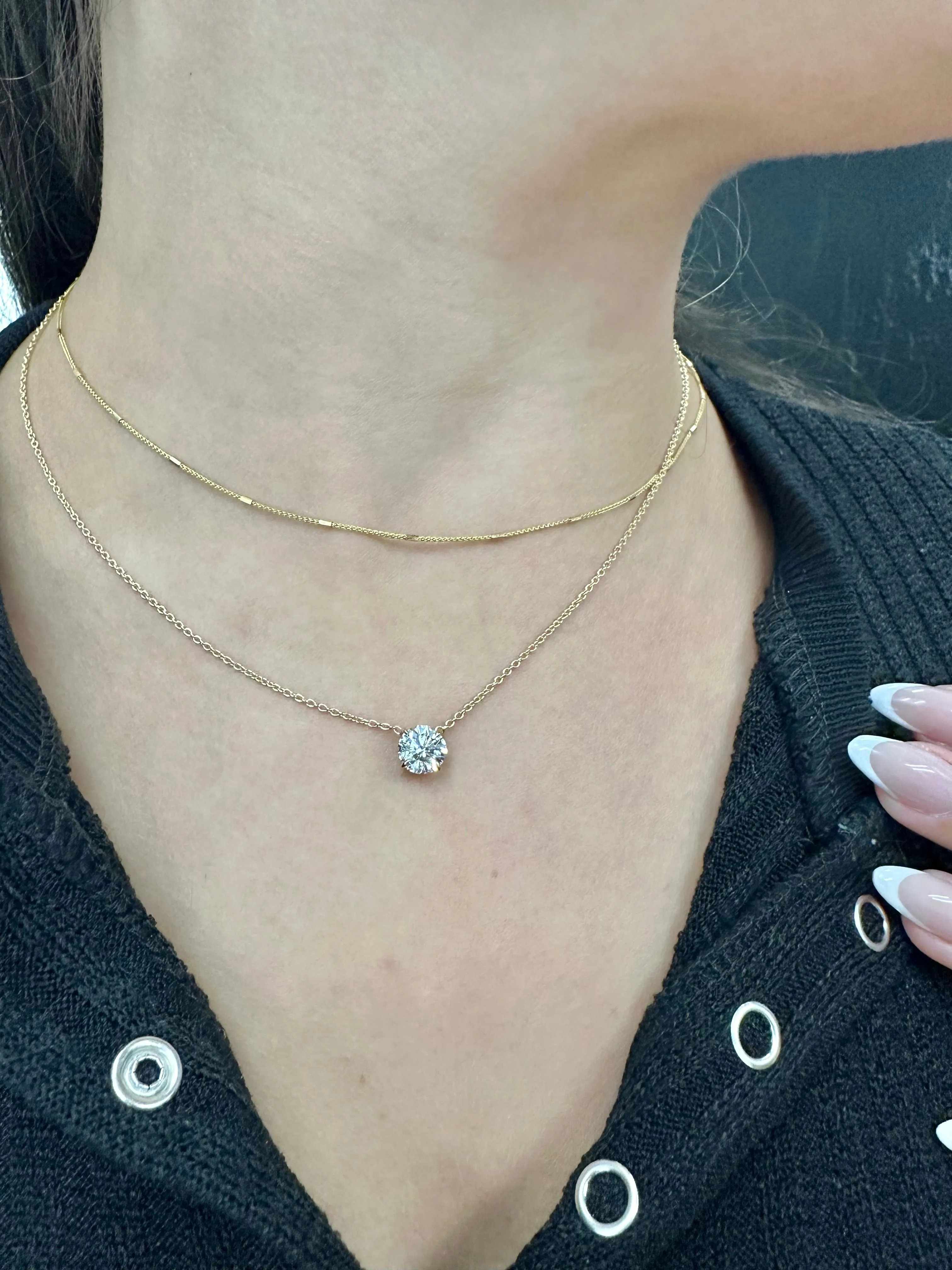 Classic Round Natural Diamond Pendant