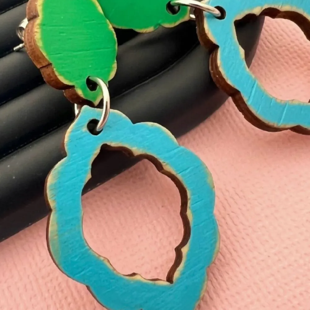 Classic Shaped Hand Painted Wooden Earrings