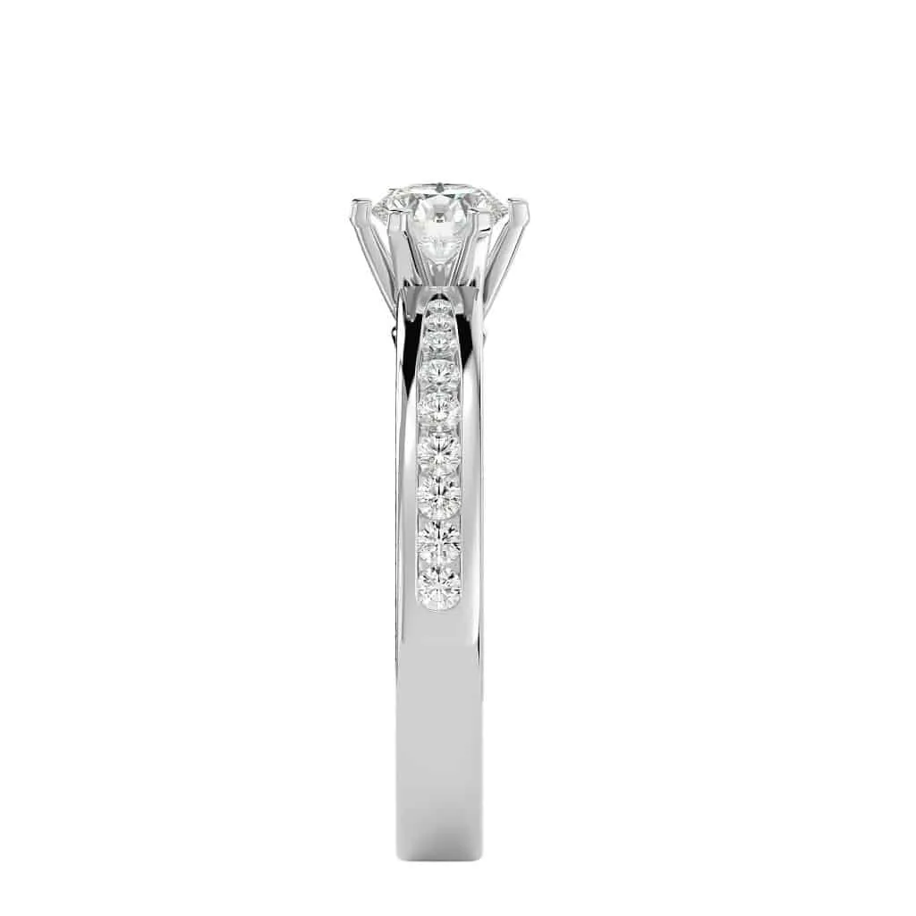 Classic Solitaire Engagement Ring 6 Claws Channel Setting