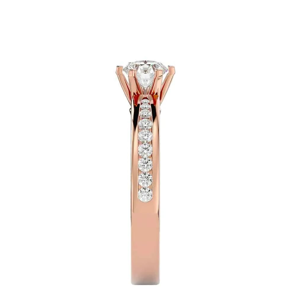Classic Solitaire Engagement Ring 6 Claws Channel Setting