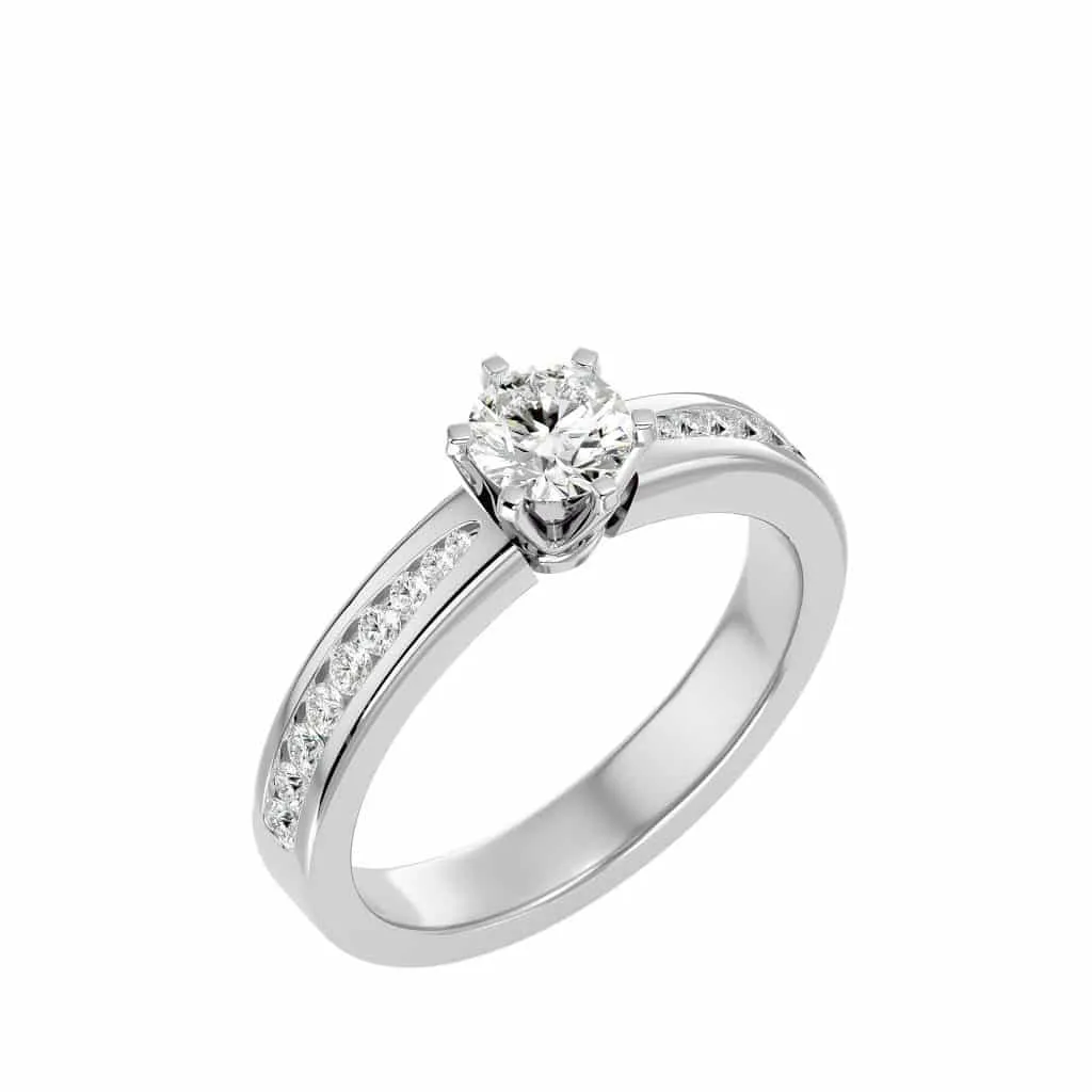 Classic Solitaire Engagement Ring 6 Claws Channel Setting