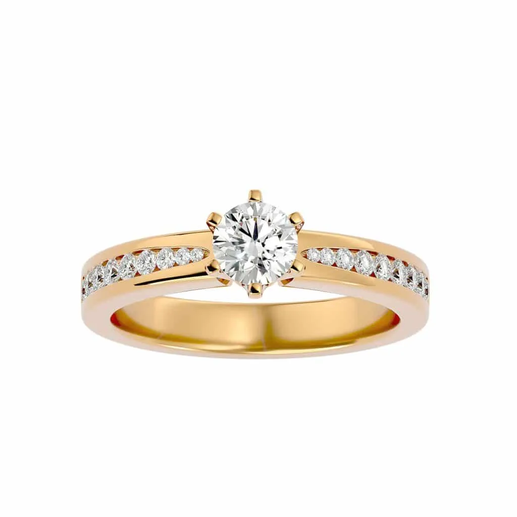 Classic Solitaire Engagement Ring 6 Claws Channel Setting