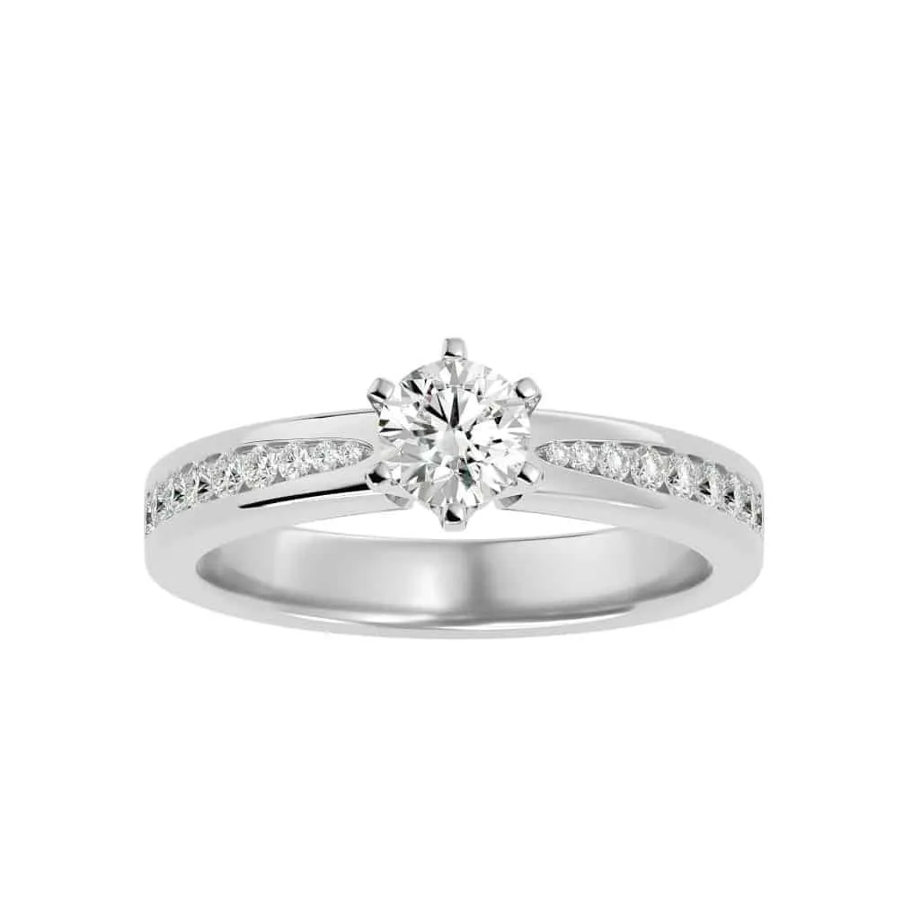 Classic Solitaire Engagement Ring 6 Claws Channel Setting