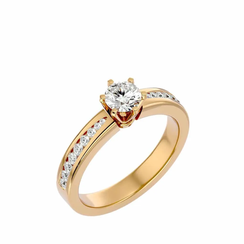 Classic Solitaire Engagement Ring 6 Claws Channel Setting