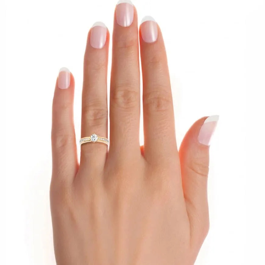 Classic Solitaire Engagement Ring 6 Claws Channel Setting
