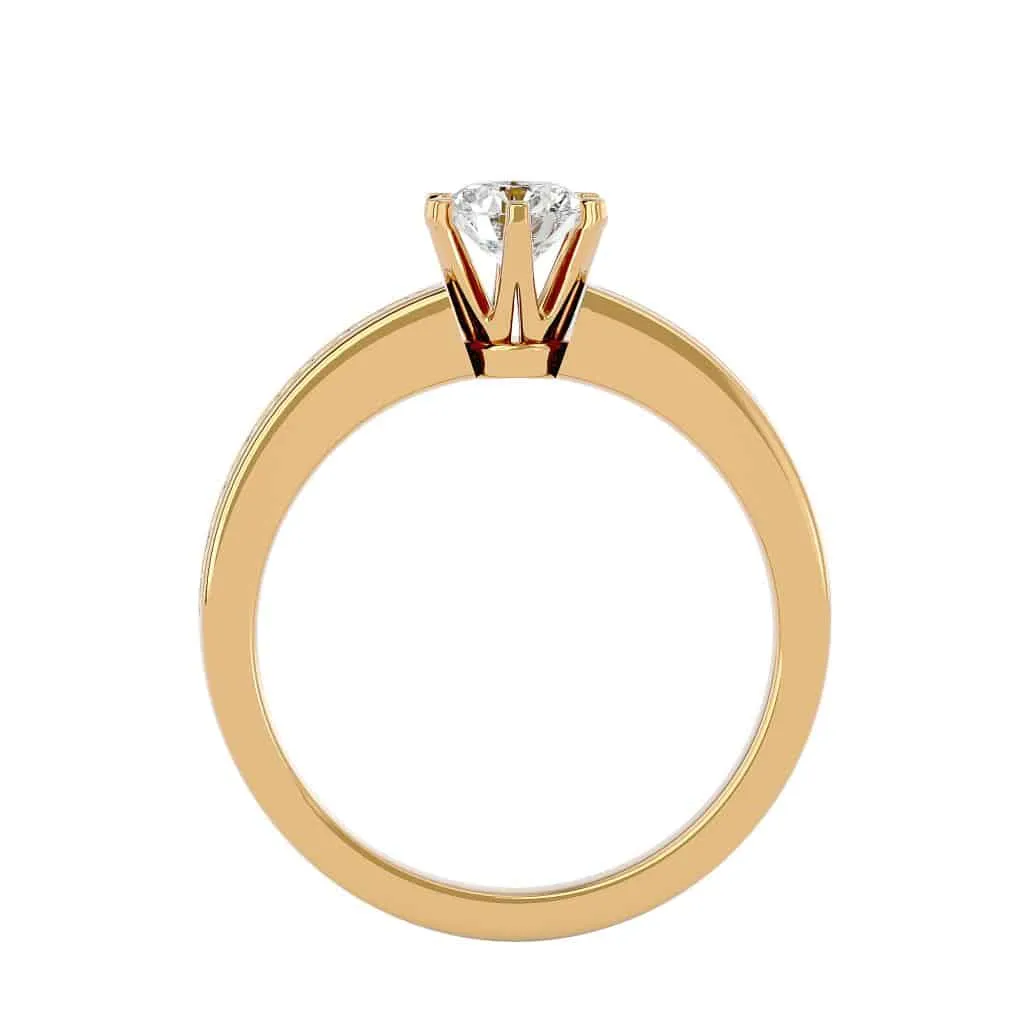 Classic Solitaire Engagement Ring 6 Claws Channel Setting