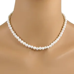 Classic White Pearl Necklace, White Pearl Strand