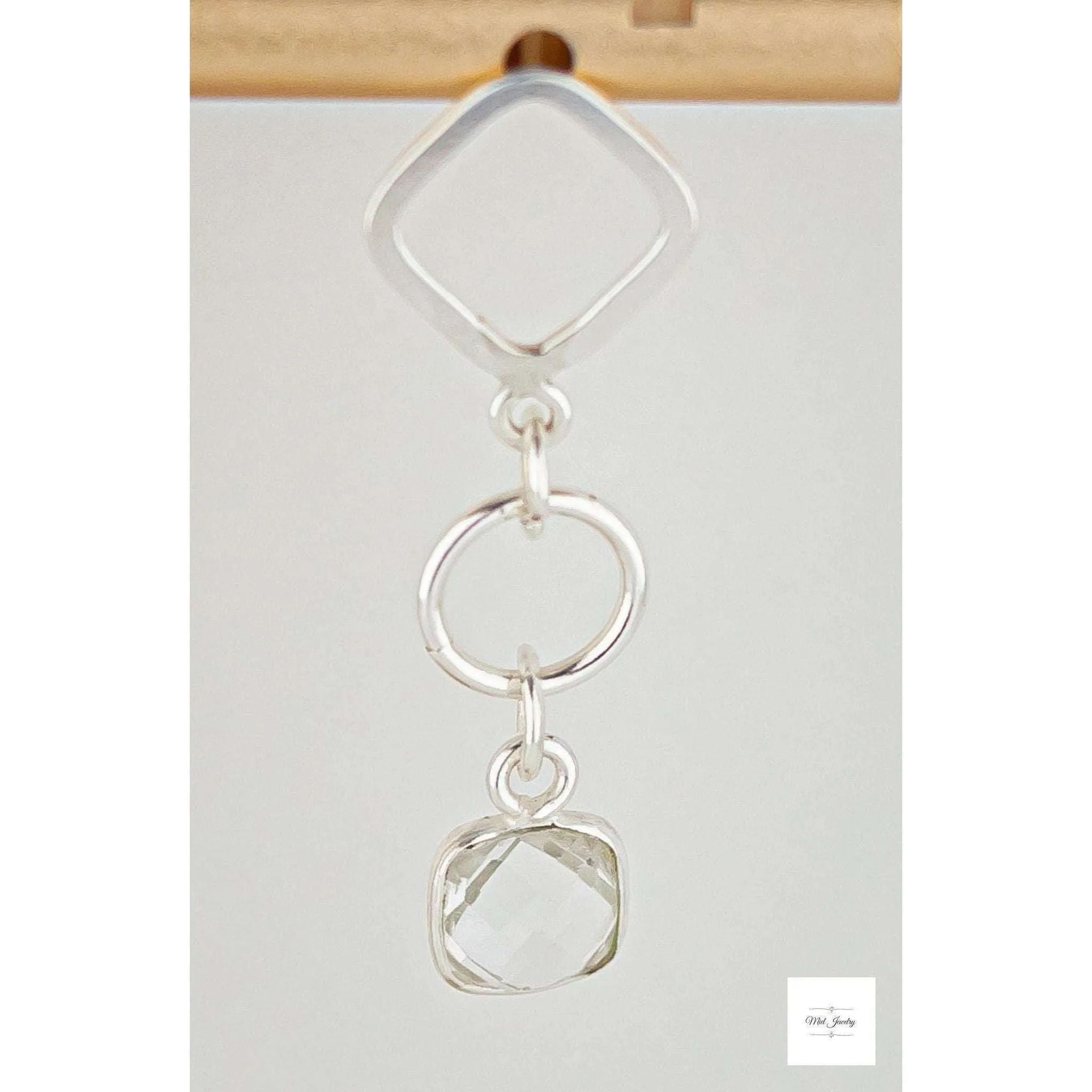 Clear Quartz Dangle Earrings: Chic Boho Silver Drop Earrings
