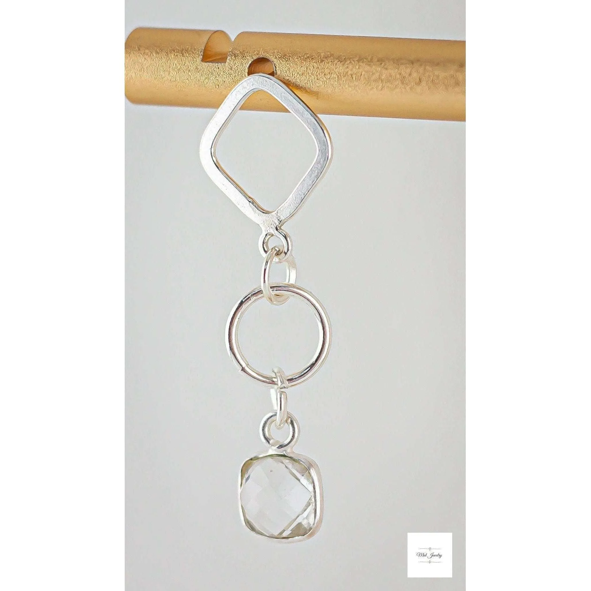Clear Quartz Dangle Earrings: Chic Boho Silver Drop Earrings