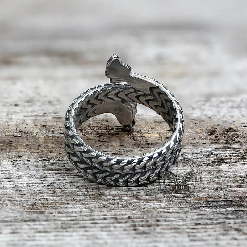 Coiled Dragon Stainless Steel Animal Ring