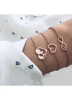 Combo of 3 Rose Gold Plated Charm Bracelets