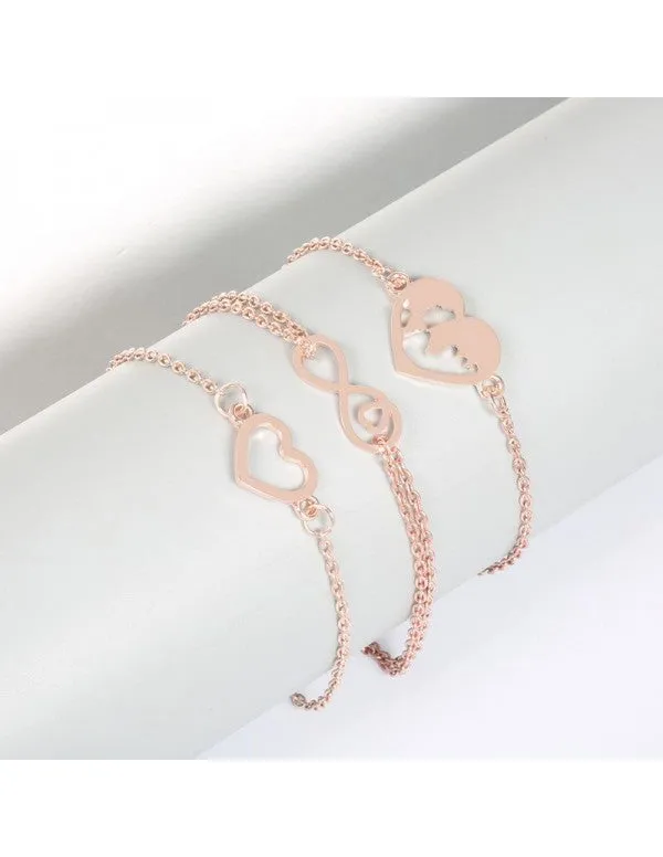 Combo of 3 Rose Gold Plated Charm Bracelets