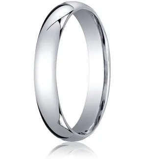 Comfort-Fit 18K White Gold Domed Wedding Band with Polished Finish – 4 mm