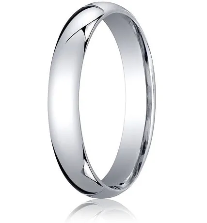 Comfort-Fit 18K White Gold Domed Wedding Band with Polished Finish – 4 mm