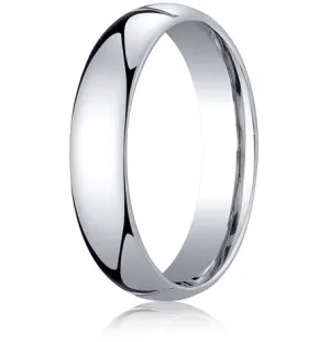 Comfort-Fit 18K White Gold Domed Wedding Band with Polished Finish – 5 mm