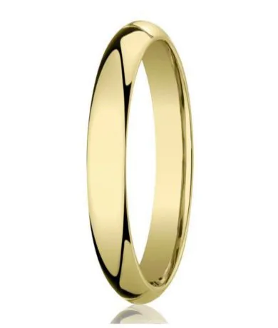 Comfort-Fit 18K Yellow Gold Domed Wedding Band with Polished Finish – 4 mm