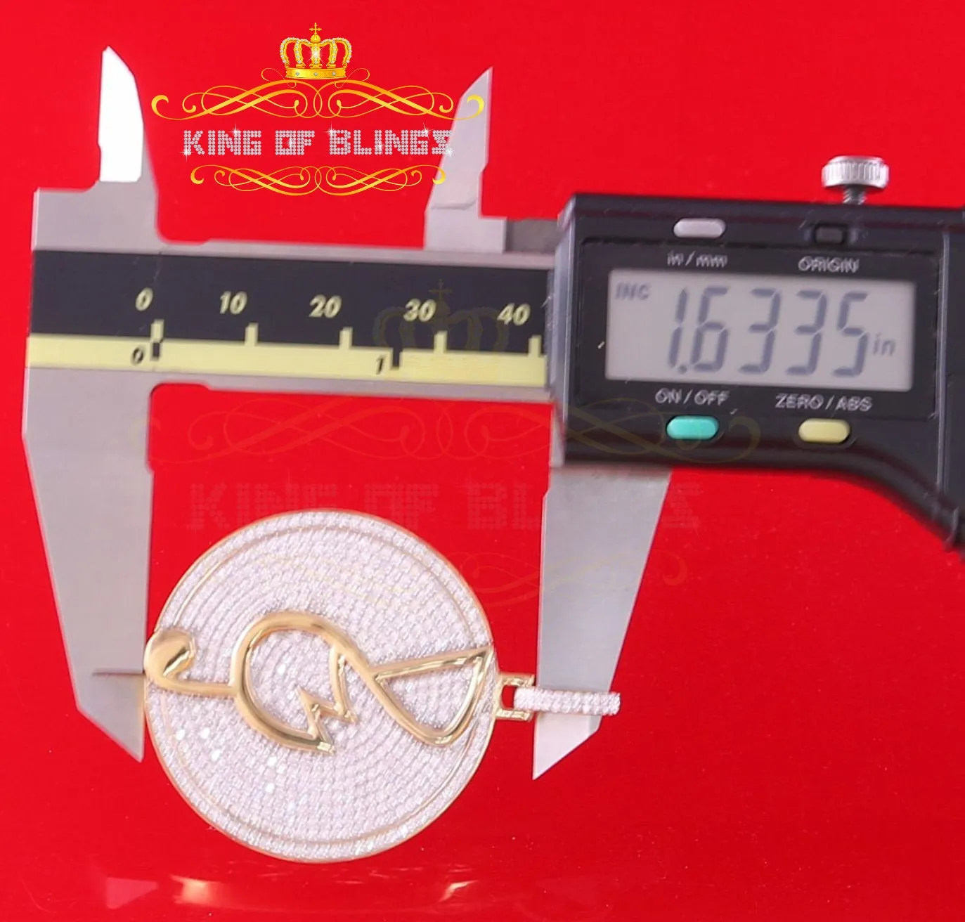 Create Your Own Custom Design in 925 Sterling Silver 1.66inch Circle Music Sign Pendant with Cubic Zirconia