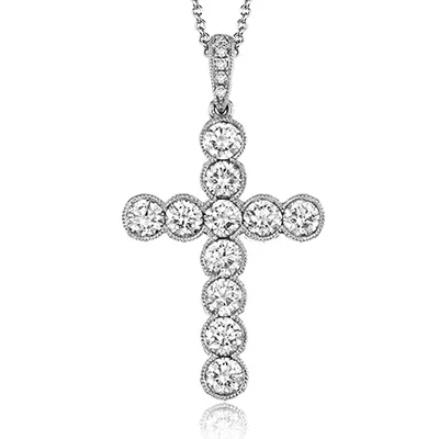 Cross Pendant in 18k Gold with Diamonds NP204 WHITE 18K X