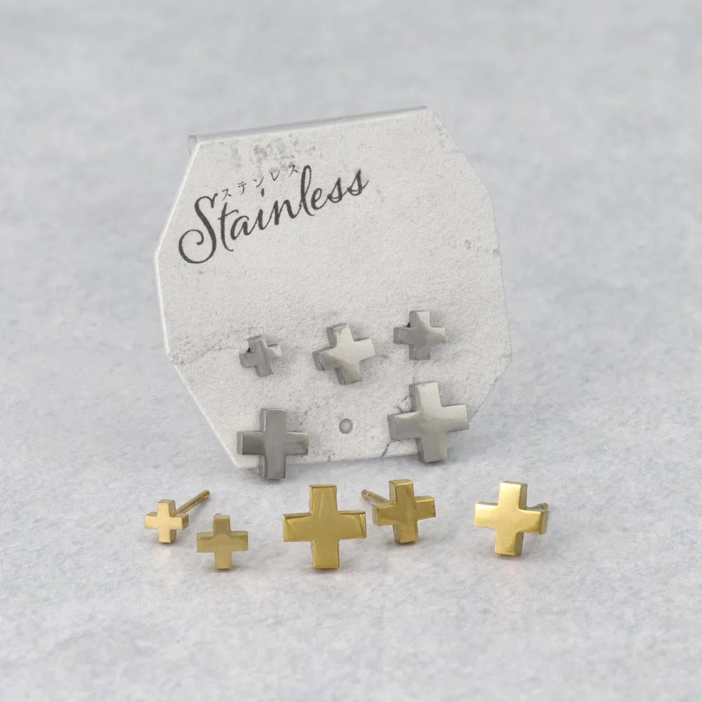 Cross Stud Earring Set