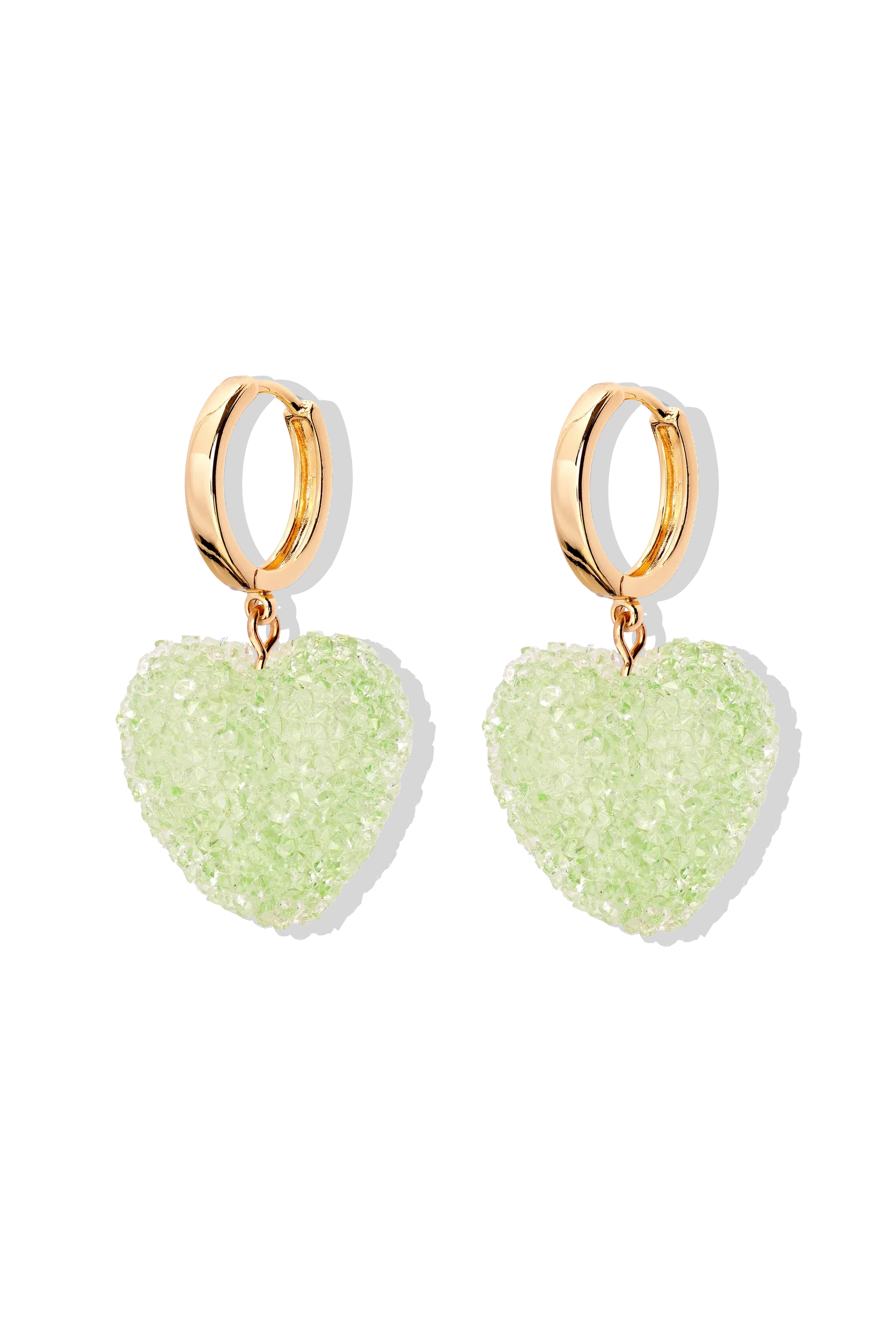 Crystal Haze Jelly Heart Hoops - Pistachio